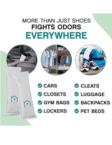 Shoe Deodorizer with Zeolites 2-Pack - Odor Eliminator, Air Freshener, Smell Absorber, Sneakers, Gym Bags, Soccer Cleats, Closets, Pet Area, Reusable - Shoe Deodorant - size: 4 Count (Pack of 2)