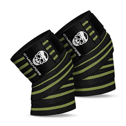 Gymreapers Knee Wraps for Squats and Powerlifting 72 Inch Compression Wraps with Strap for Men & Women Weightlifting Support - color: Military Green