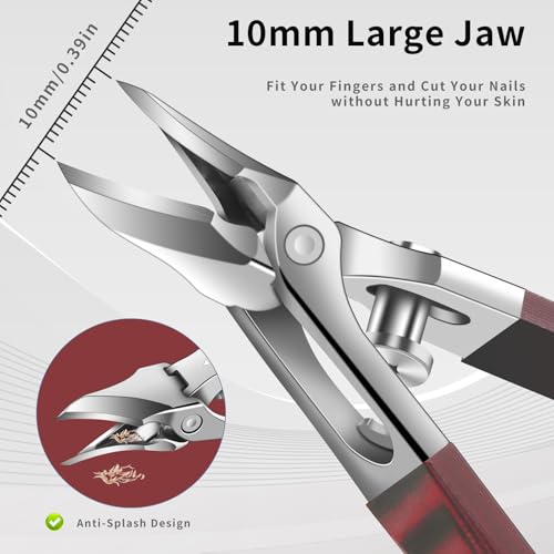 Large-Opening Pointed-Edge Nail Clipper - Detailed Trimming for Narrow Areas - G10 Handle & Stainless Steel Blades - Suited for Ingrown-Nail, Thick-Nail Users & Seniors(Straight Red C) - color: Straight Red C