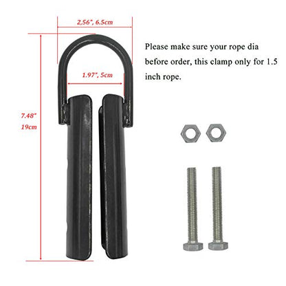 1.5” Climbing Rope Clamp，2 Sets Rope Climb Clasp Workout Rig Attachment Hook for Rope Climbing Garage Gym Fitness Equipment with Carabiner Eyehook Strength Training Home Indoor Safety