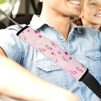 2 Pack Cute Rabbit Bunny Flower Pink Seat Belt Shoulder Pad Universal Soft and Comfortable Shoulder Protector for Kids, Most Cars, Pressure Relief - color: Pattern 266