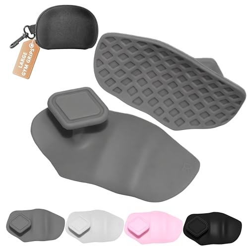 Silicone Gym Grips for Weight Lifting,Workout Gloves Alternative | Anti Slip Gym Workout Grip for Women Men,Rubber Gym Hand Grips-Weightlifting Grips Pad for Barbell,Pull Up,Ryptfit,Training - color: gray, size: Large