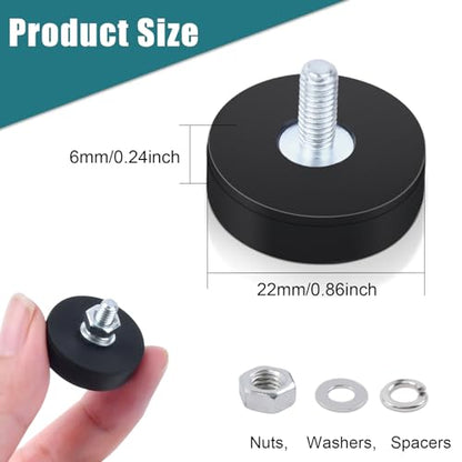 8 Pcs Rubber Coated Magnets, Bolt on Magnets with M4 Male Threaded Studs and Nuts, 22 MM Strong Flag Neodymium Magnet Mount Base with Rubber Coating Non-Slip - size: 0.86x0.24in M4 Male-8pack