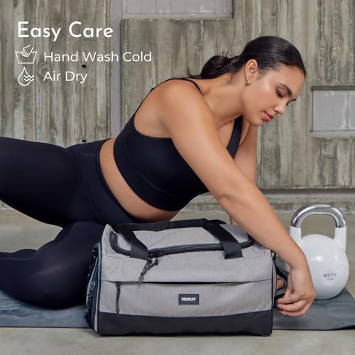 Vooray Boost Duffle Bag - 23L Small Gym Bag for Men and Women with Shoe Compartment, Key Clip, Water Bottle Pocket, Lightweight Travel Duffel for Sports, Training, Overnight Use (Herringbone) | Compact Duffle Bag for Sports, Travel, Shoe Compartment, Wate