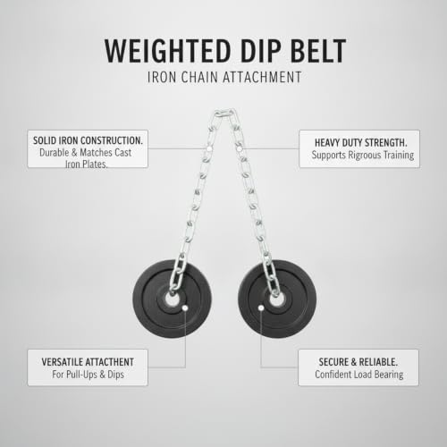Fits Standard Weight Plates: Iron Chain Weighted Dip Belt for Pull-Ups, Dips, and Strength Training