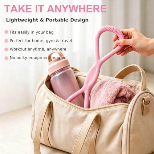 Figure 8 Resistance Band, 2PCS Figure 8 Resistance Bands for Women & Men, Non-Slip Handles Rubber Band for Arms, Back, Shoulder Stretch with Handles (Pink+Blue)