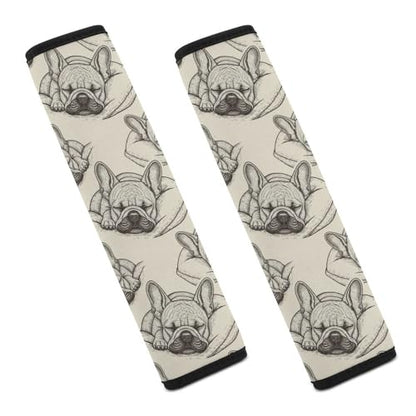 2 Piece Soft Padded Seat Belt Shoulder Pad for Adult Use, All Vehicles, Cute French Bulldog Puppy Automotive Seat Belt Protector, Easy Install (No Tool) - color: Pattern 144