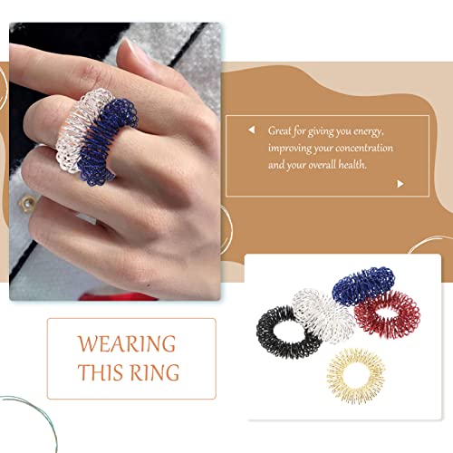 5pcs Spiky Sensory Finger Finger Massager Roller Silent Toy for Finger Massage (Gold Silver Black Blue Red)