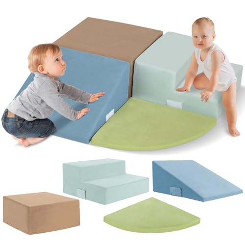 Large 4 Pcs Climbing Toys for Toddlers 1-3 Inside, Oderless & Skin-Friendly Toddler Climbing Toys Indoor, Foam Climbing Blocks for Toddlers with Velcro to Keep Them Together-Ideal Gift - color: Fashionable