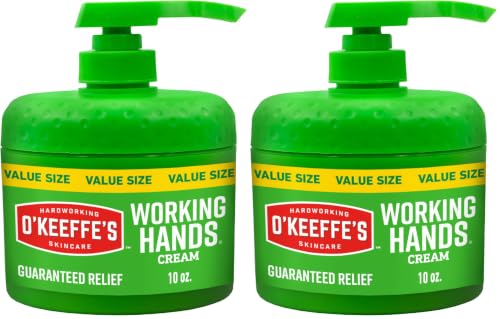 O'Keeffe's Working Hands Hand Cream in a Pumpable Jar for Extreme Dryness – 10oz Pump (2 Pack) - Repairing Skincare for Cracked, Dry Hands - size: 10 Ounce (Pack of 2), style: 1 Pack