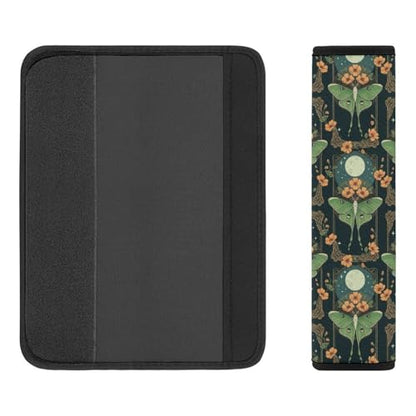 2PCS Full Moon Stars Floral Art Mystical Luna Moth Seat Belt Cover Soft Padded Neck Strap Covers for Kids, All Vehicles, Comfortable Driving - color: Pattern 569