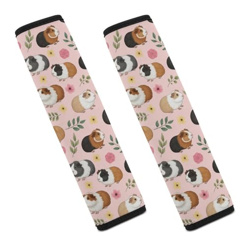2PCS Guinea Pig Funny Animal Cute Pets Car Seat Belt Pad Universal Soft and Comfortable Harness Pads Strap for Kids, Car Seats Pushchair Strollers High Chair Pushchair - color: Pattern 349