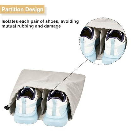 4 Pcs Shoe Bags for Travel, Shoes Pouch with Partition Design & Drawstring | 13.8"x17.7" Fits Most Shoes, Dust Resistant, Washable & Reusable Travel Shoe Bags, Travel Essentials for Men Women - color: Grey