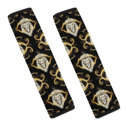 2 Pack Lions Luxury Black Gold Artistic Wildlife Seat Belt Shoulder Pad Universal Fit Harness Pads Strap for Kids, Car Seats Pushchair Strollers High Chair Pushchair, Shock Absorption - color: Pattern 573