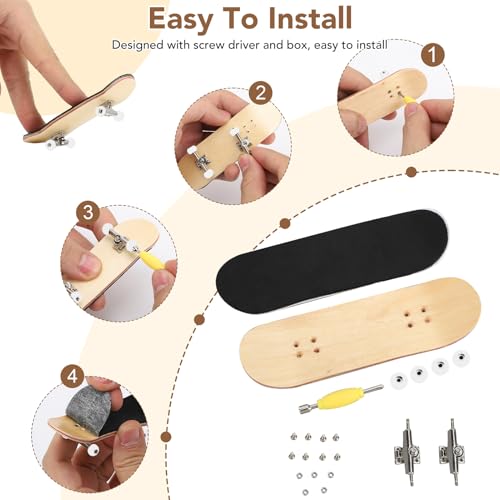 Yosoo Health Gear Finger Skateboards, Finger Board, Finger Skating Board, 1Pc Maple Wooden Alloy Fingerboard Finger Skateboards with Box Reduce Pressure People Gifts(White) - color: White