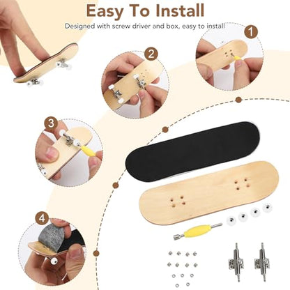 Yosoo Health Gear Finger Skateboards, Finger Board, Finger Skating Board, 1Pc Maple Wooden Alloy Fingerboard Finger Skateboards with Box Reduce Pressure People Gifts(White) - color: White