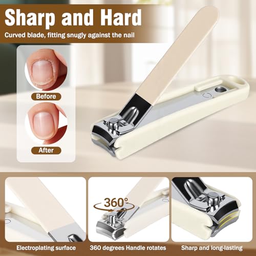 Manicure Kit, Portable Nail Kit with Travel Case, Stainless Steel Nail Clipper Set for Men Women, Includes 2 Clippers, Scissors, Tweezers, File, Cuticle Pusher & Cleaner