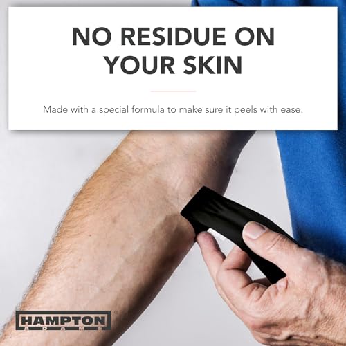 Hampton Adams Athletic Tape 8 Pack, Sports Medical Grade, Easy Tear | 45 ft Rolls, No Sticky Residue, Tears by Hand, for Athletes Trainers & First Aid, Ankle Wrist & Injury Wrapping - color: black
