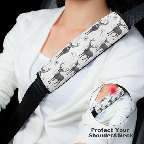 Universal Fit Seat Belt Shoulder Pad for Kids, Car Seats Pushchair Strollers High Chair Pushchair, 1 Pair Funny Reindeer Deer Automotive Seat Belt Protector - color: Pattern 1089