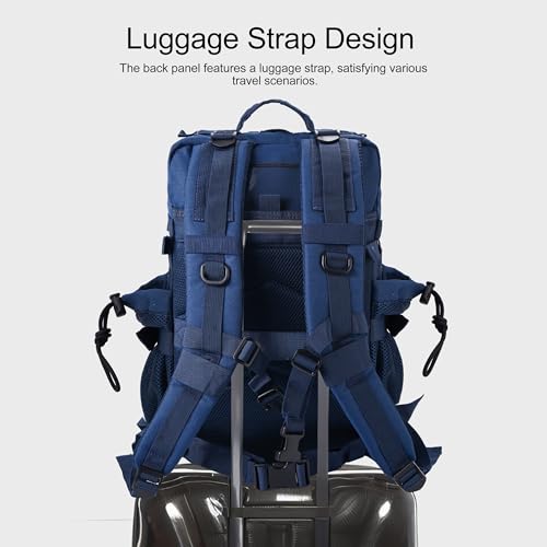 LHI Military Tactical Backpack for Men and Women 45L Army 3 Days Assault Pack Bag Large Rucksack with Shoe Compartment - color: 1.4 Blue