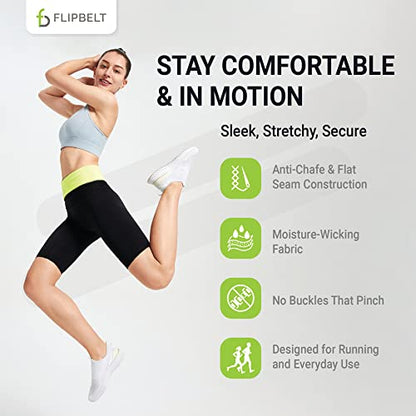 FlipBelt Classic Running Belt, Phone Holder for Running, Money Belt Pouch - color: Neon Punch, size: Small