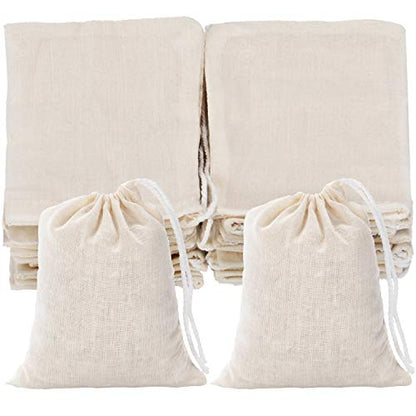Tatuo 3 x 4 Inches Muslin Cotton Drawstring Bags Canvas Linen Sachet Bag Reusable Empty Gift Pouch for Party Home Supplies - size: 3 x 4 Inches (Pack of 50)
