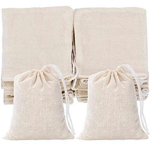 Tatuo 3 x 4 Inches Muslin Cotton Drawstring Bags Canvas Linen Sachet Bag Reusable Empty Gift Pouch for Party Home Supplies - size: 3 x 4 Inches (Pack of 50)