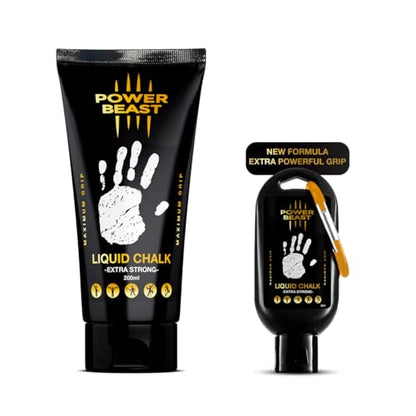 Liquid Chalk, 2 Bottles Combo of 200 + 50 ML, Liquid Sports Chalk, Free Professional Hand Grip for Gym, Weightlifting, Rock Climbing, Gymnastics, Crossfit, Powerlifting, Pole Dance.