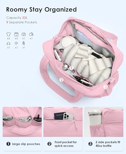 Gym Bag for Women, Travel Duffle Bags with Wet Pocket, Lightweight Carry on Bag Overnight Weekender Duffel Bag, Water Resistant (Bright Pink) - color: Bright Pink