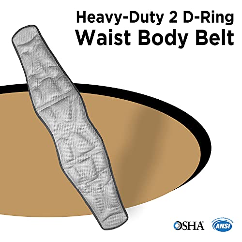 AFP Heavy-Duty 2 D-Ring Waist Body Belt w/Tongue Buckle Premium Stitching (OSHA/ANSI PPE) - color: Hivis & Black, size: XX-Large