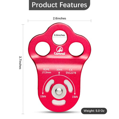 Climbing Pulley 3 Hole Climbing Pulley Stable Traction Climbing Pulley Device Zipline System Pulley, Suit for Tree Work, Rope Climbing and More, Red - color: 3-hole-red