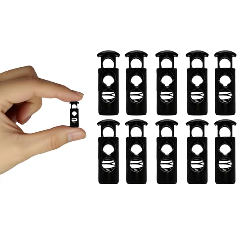 JIJI&ZEZE 10 Pcs Small Metal Cord Locks Double Hole Spring Cord Stoppers with 4mm Openings