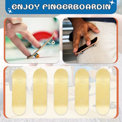 DIY Series Wooden Finger Skateboard, 5 PCS Unbranded Teak Fingerboards Design Your Style, 30mm x 100mm Handmade Wooden Fingerboard Decks