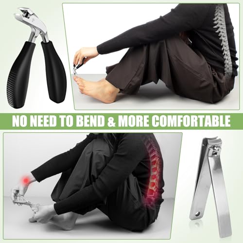 Toenail Clippers for Seniors Thick Toenails with Catcher ABS Long Handle | 2026 Upgrade Straight Angled Head Large Toe Nail Clippers for Men, Sharp Heavy Duty Nail Cutter - style: Modern