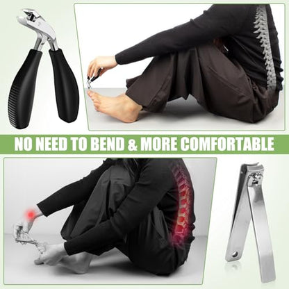Toenail Clippers for Seniors Thick Toenails with Catcher ABS Long Handle | 2026 Upgrade Straight Angled Head Large Toe Nail Clippers for Men, Sharp Heavy Duty Nail Cutter - style: Modern