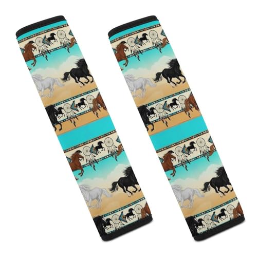 2 Pack Western Horses Aztec Ethic Tribal Seat Belt Shoulder Pad Universal Soft and Comfortable Seat Belt Covers Cushion for Kids, Most Cars, Comfortable Driving - color: Pattern 976