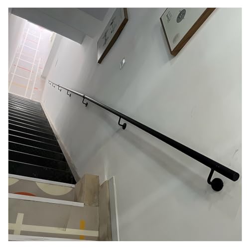 Metal il with 2 Brackets Round Tube Wall-Mounted Railing for Indoor/Outdoor Stairs Staircase Railing Kit for Balconies Terraces and Villas (180cm/5.9ft) - size: 180cm/5.9ft