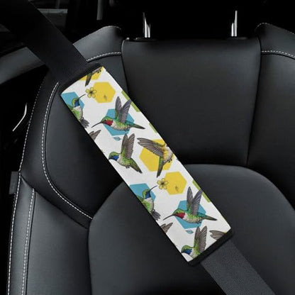 2 Piece Soft Padded Car Seat Belt Pad for Elderly Support, Stroller Pushchair High Chair, Hummingbird Bird Art Shoulder Harness Cover, Shock Absorption - color: Pattern 470