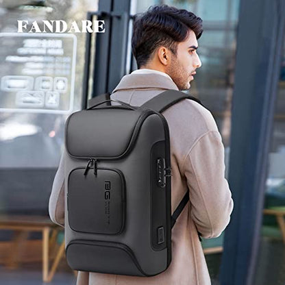 FANDARE Anti-theft Backpack Business Laptop Handbag Travel Large Daypacks fits 15.6 Inch Laptop with USB Charging Port Computer Bag Bookbag for Women Men Waterproof Rucksack Grey - color: Grey