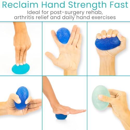 Vive Squeeze Balls for Hand Therapy Set (4 Pack) - Grip Strengthener | Occupational Exercise Equipment for Arthitis, Parkinsons, Stroke, Carpal Tunnel Recovery - Stress Relief Massage Putty Finger