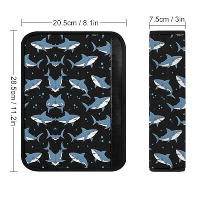 2 Pack Blue Shark Car Seat Straps Shoulder Pads Universal Fit Neck Strap Covers for Adults and Children, All Vehicles, Pressure Relief - color: Pattern 24