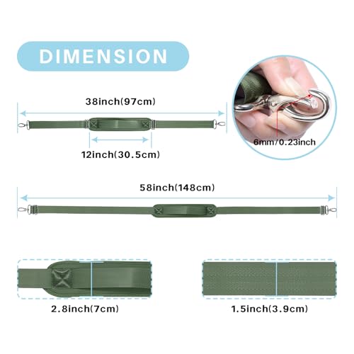 Shoulder Strap for Bag Universal Replacement 58"/67" Fixed Padded Adjustable Buckle Heavy Duty Shoulder Strap - color: Green, size: 58"