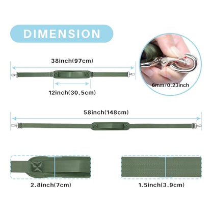 Shoulder Strap for Bag Universal Replacement 58"/67" Fixed Padded Adjustable Buckle Heavy Duty Shoulder Strap - color: Green, size: 58"