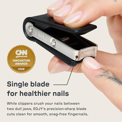 EDJY Fingernail Cutter - Precision Stainless Steel Nail Cutter for Fingernails | Sharp Blade, Ergonomic Design, Durable & Rust-Resistant | Ideal for Men and Women | Black - color: Black