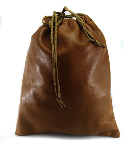 Multiple use Lambskin Leather Pouch with Drawstrings: (22 cm X 26 cm) - color: Tan
