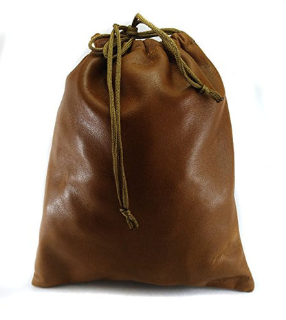 Multiple use Lambskin Leather Pouch with Drawstrings: (22 cm X 26 cm) - color: Tan