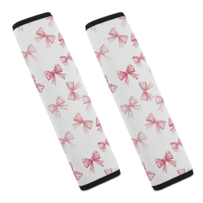 1 Pair Universal Soft and Comfortable Car Seat Belt Pad for Girls and Boys, Most Cars, Kawaii Pink Bow Cute Harness Pads Strap, Neck and Shoulder Support - color: Pattern 710
