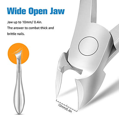 FERYES Toenail Clippers for Ingrown,Thick Toenails, 4R13 Stainless Steel Large Handle Fingernail Clipper,Nail Clipper - Silver - color: Silver