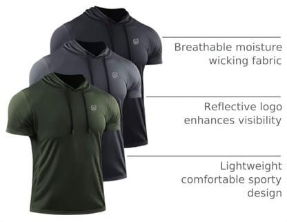 NELEUS Dry Fit Workout Athletic Muscle Tank Top Running Shirts with Hoods - color: 5084 Black/Grey/Olive Green,3 Pack, size: XX-Large