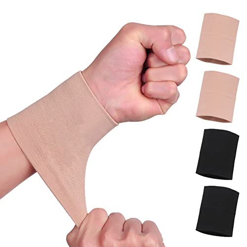 Wrist Compression Sleeve (4PCS), Soft Wrist Support Brace Wrist Bands for Tendonitis, Arthritis, Sprains Pain Relief, Elastic Carpal Tunnel Wraps Protector for Fitness, Sport, Weightlifting, Typing - size: S